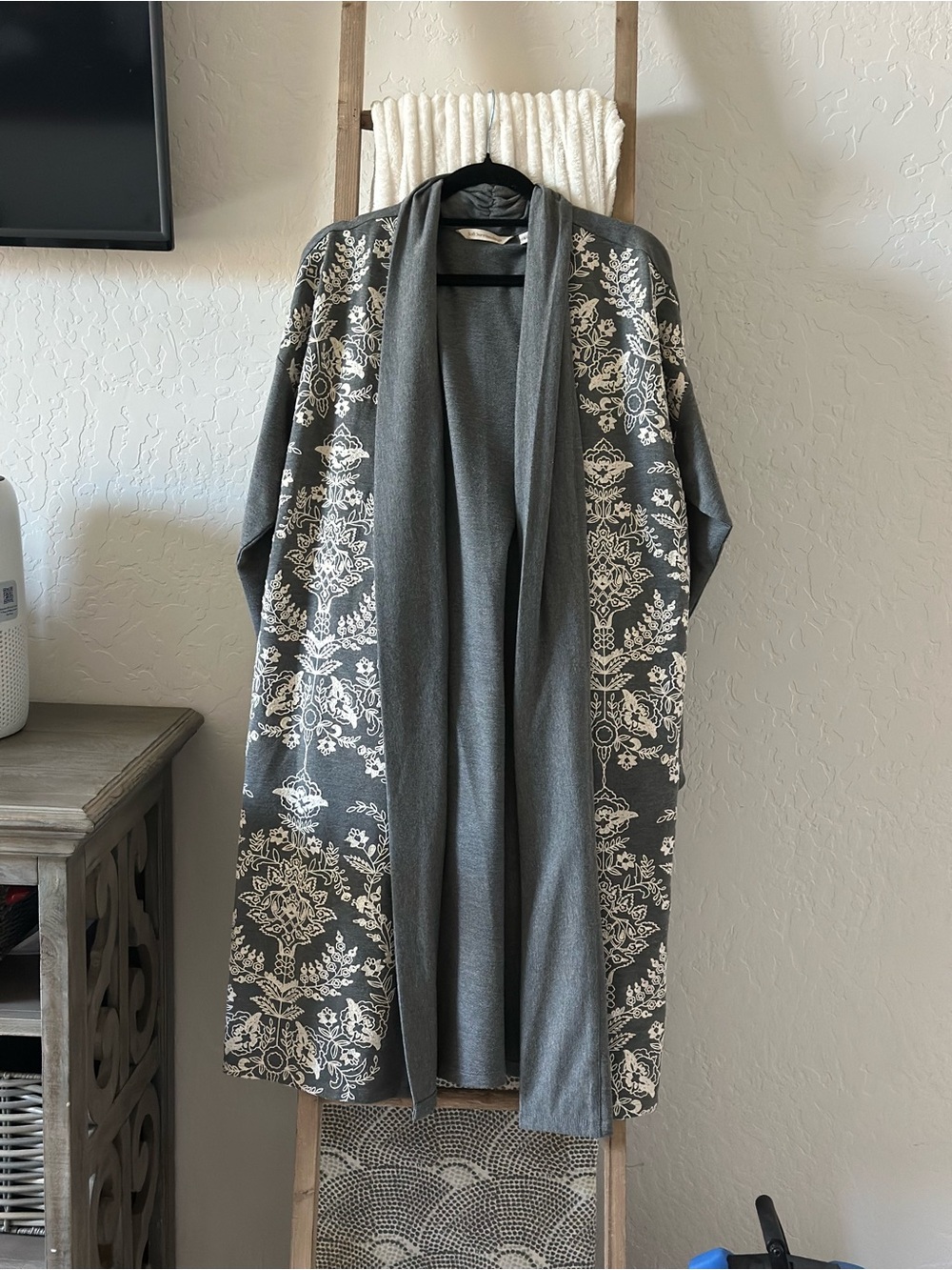 Soft Surroundings charcoal gray open-front knit kimono duster size L - Picture 2 of 8